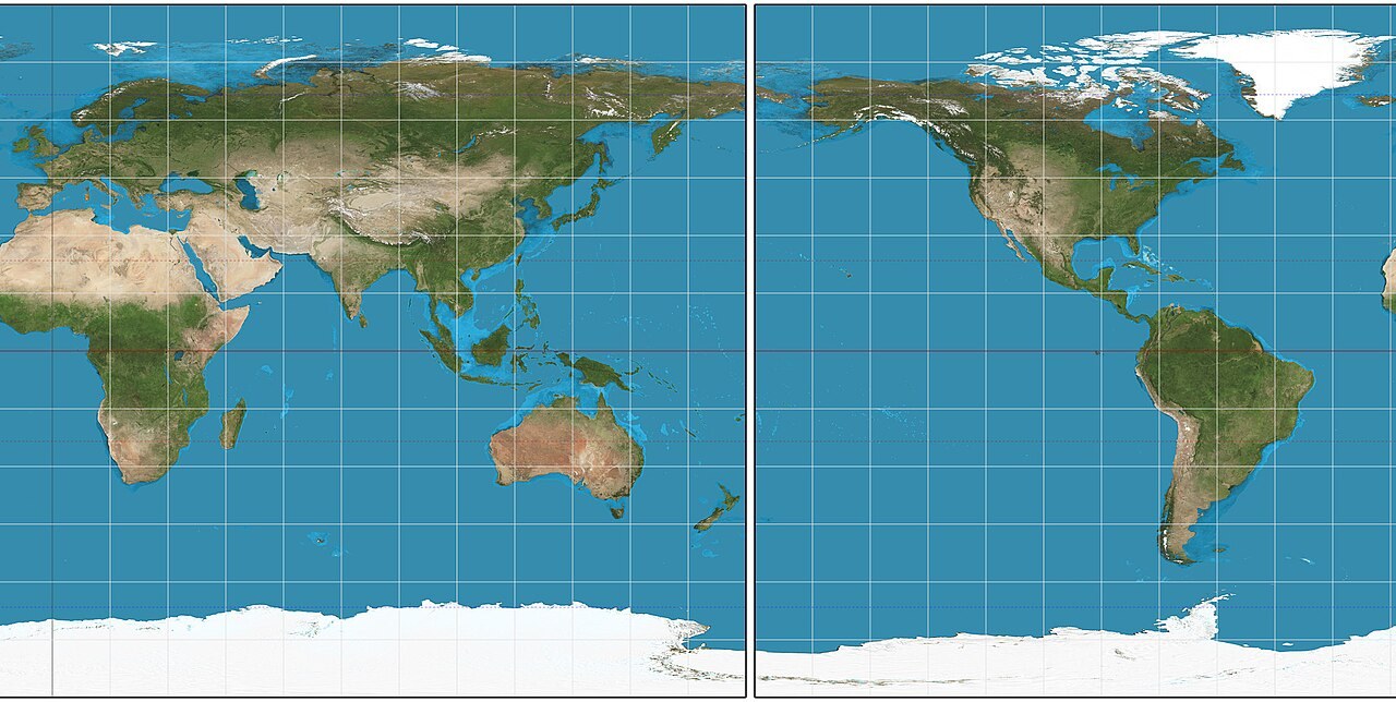 Carte du monde (centrée Pacifique)